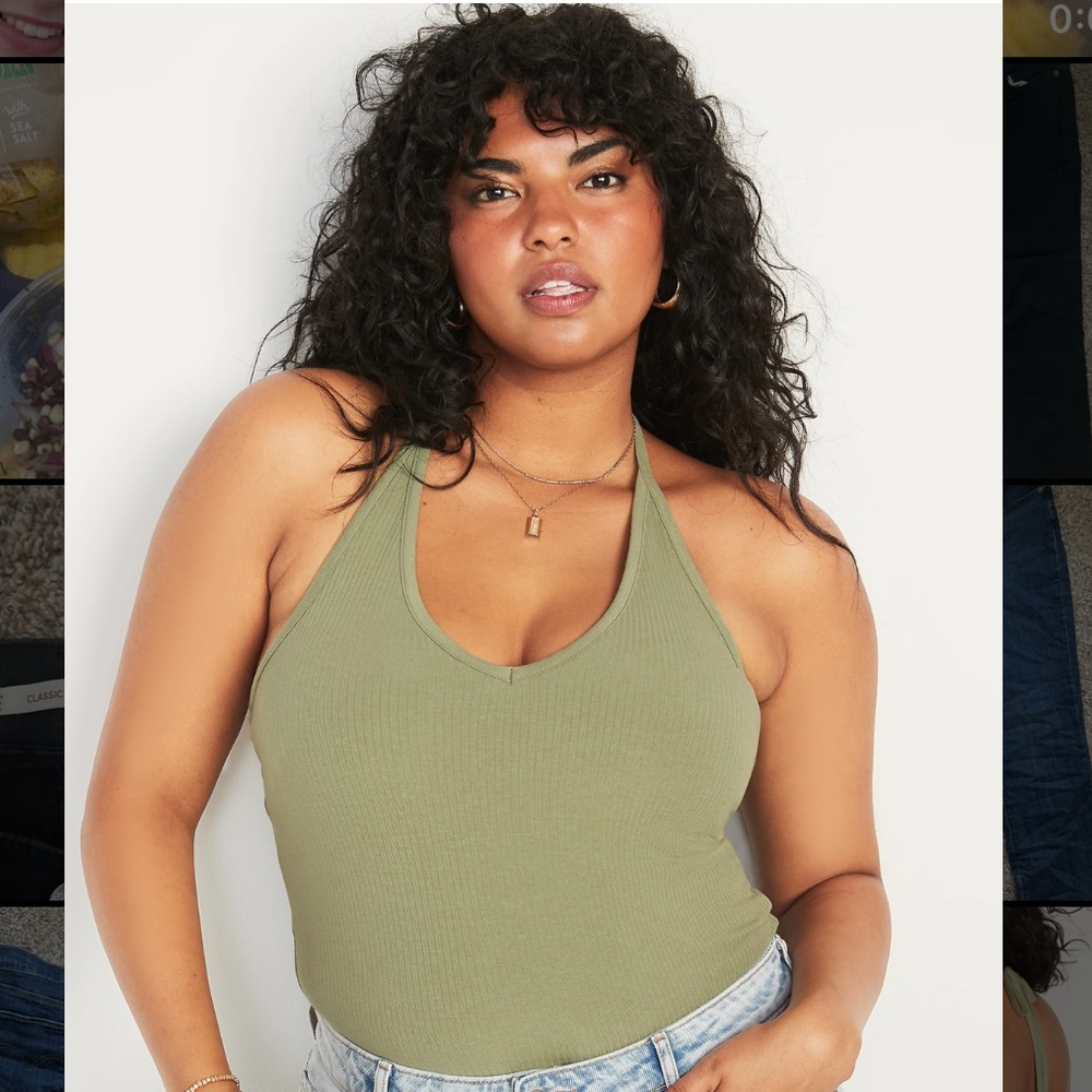 Old Navy Fitted Halter Rib Knit Tank Top